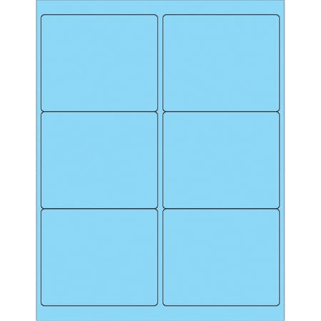 Officespace 4 x 3.33 in. Fluorescent Pastel Blue Rectangle Laser Labels, 600PK OF2536989